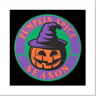 Pumpkin Spice Season Halloween Jack O Lantern Posters and Art